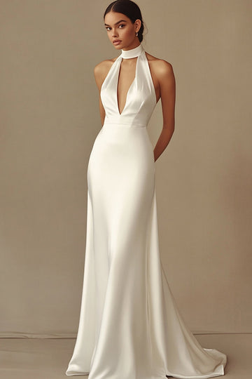 Robe de mariée sirène licol satin blanc